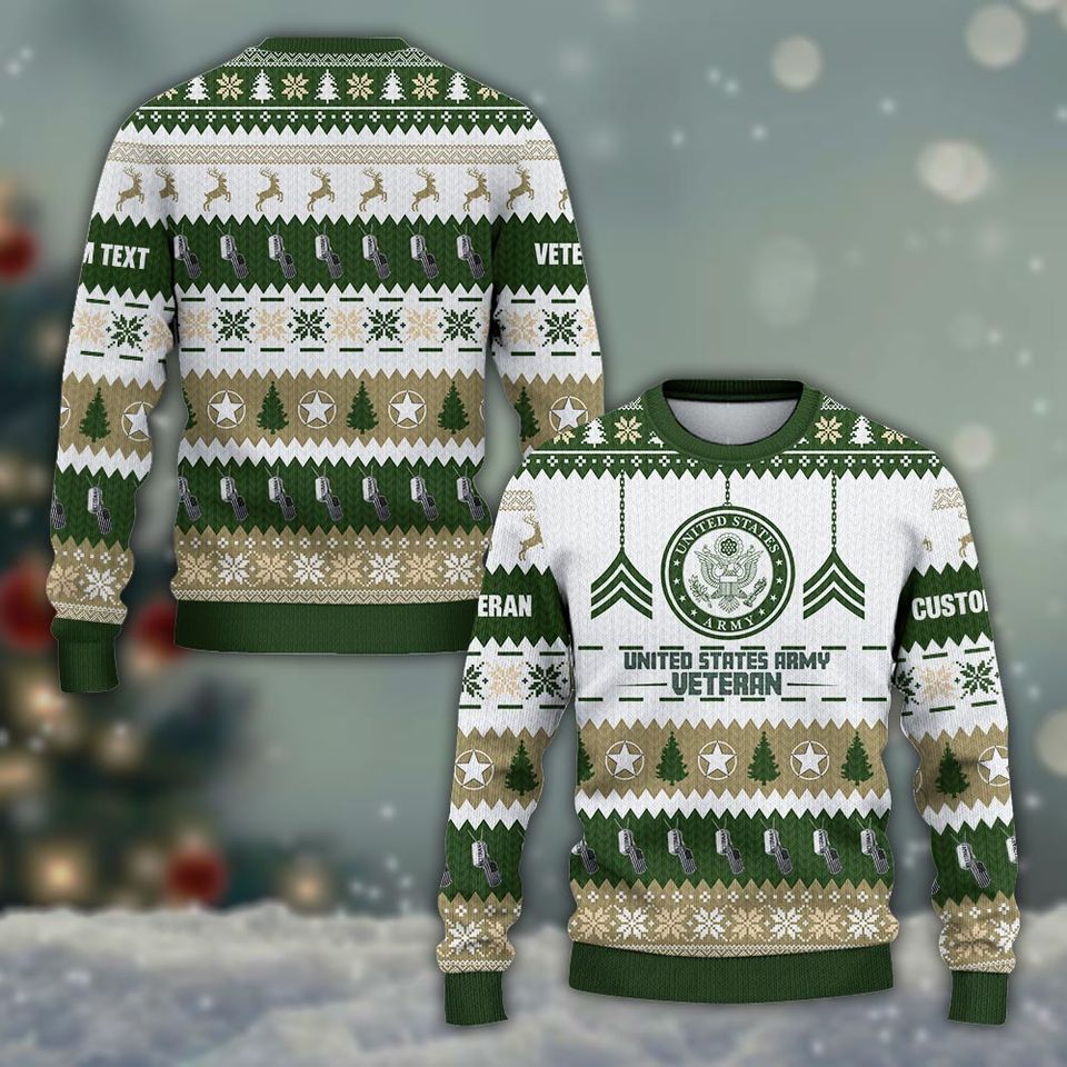 Customized US Veteran Proudly Served Knitting Pattern Sweater