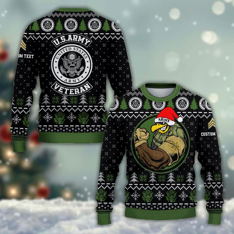 Customized US Veteran Proudly Served Knitting Pattern Sweater