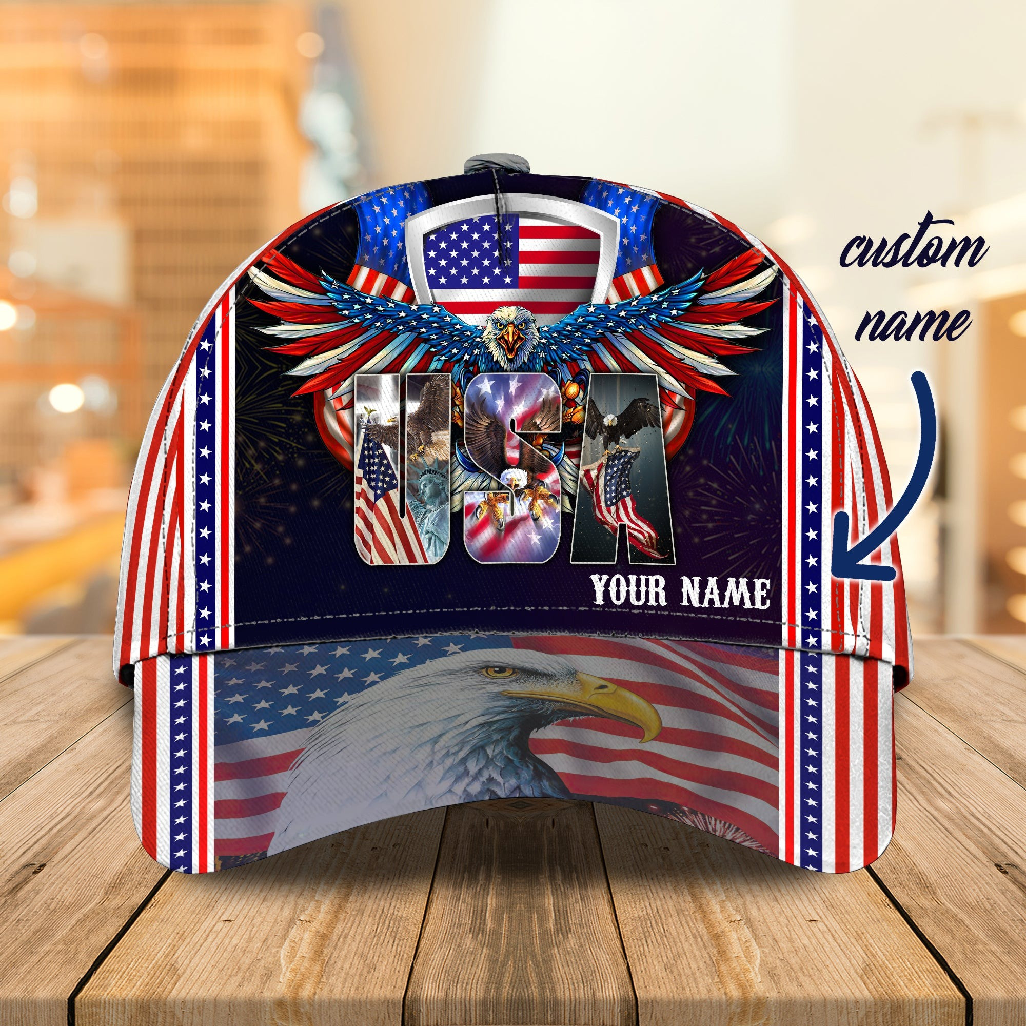 Customized USA Eagle 4th Of July Hat 2023 Independence Day Hats For Men's Patriotic Gifts Trucker Hats Custom Hats Gifts For Men & Women