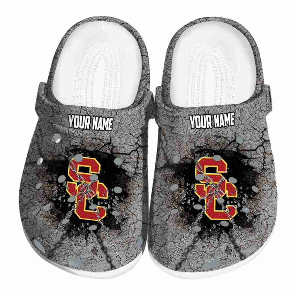 Customized USC Trojans Cracked Ground Texture ClogTVC180162