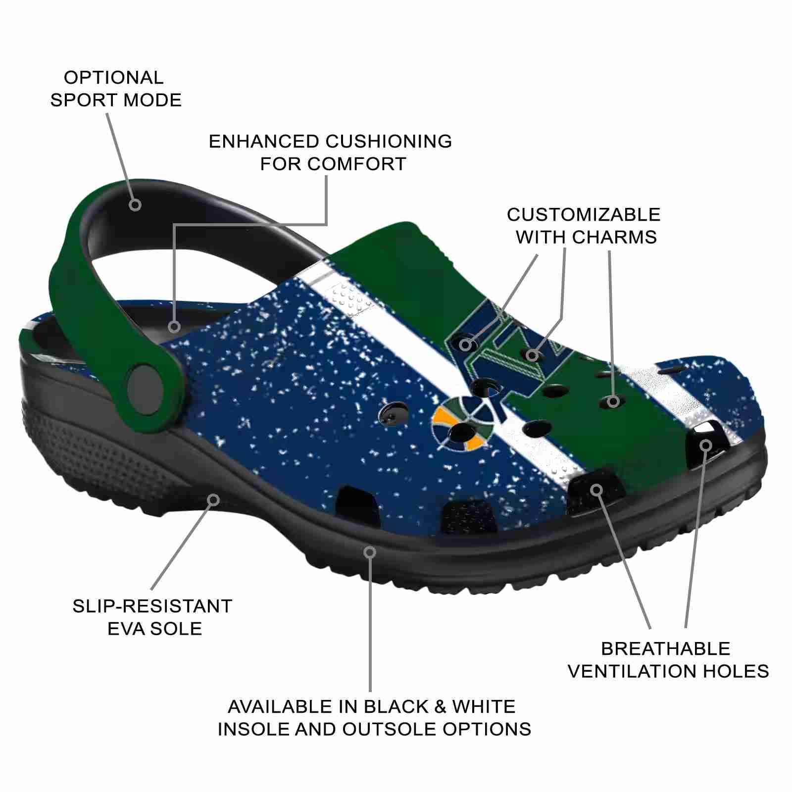 Customized Utah Jazz Vertical Stripes ClogTVC1801733 - Image 5