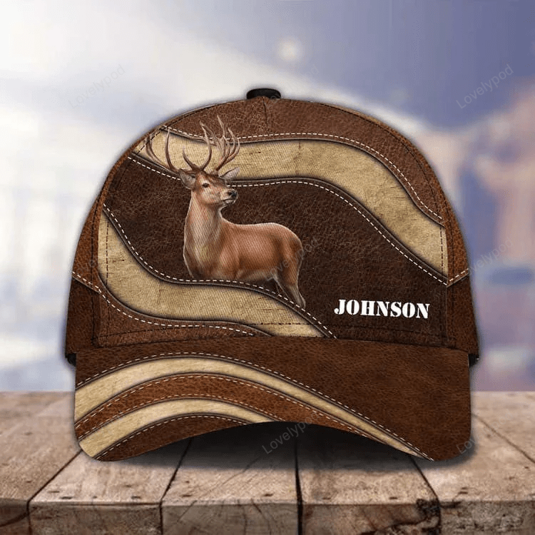 Customized Vintage Deer Classic Cap for Husband, Deer 3D Cap for Son Deer Hunting Hat Cap Trucker Hats Custom Hats Gifts For Men & Women