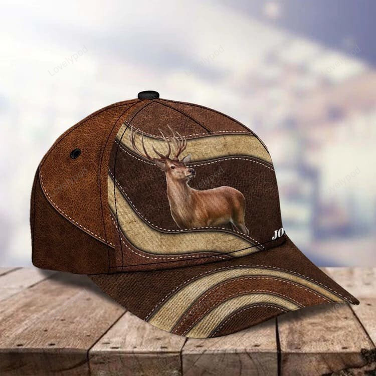 Customized Vintage Deer Classic Cap for Husband, Deer 3D Cap for Son Deer Hunting Hat Cap Trucker Hats Custom Hats Gifts For Men & Women