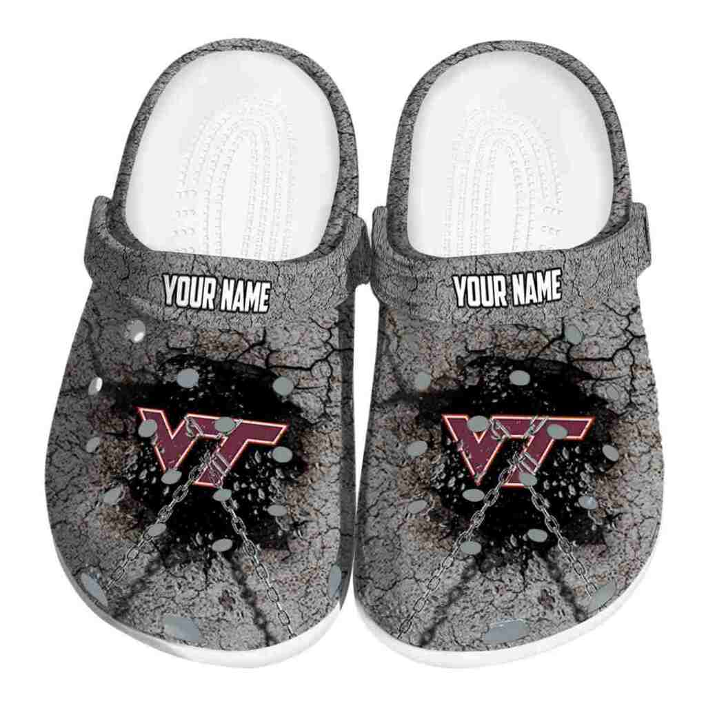 Customized Virginia Tech Hokies Cracked Ground Texture ClogTVC1801129