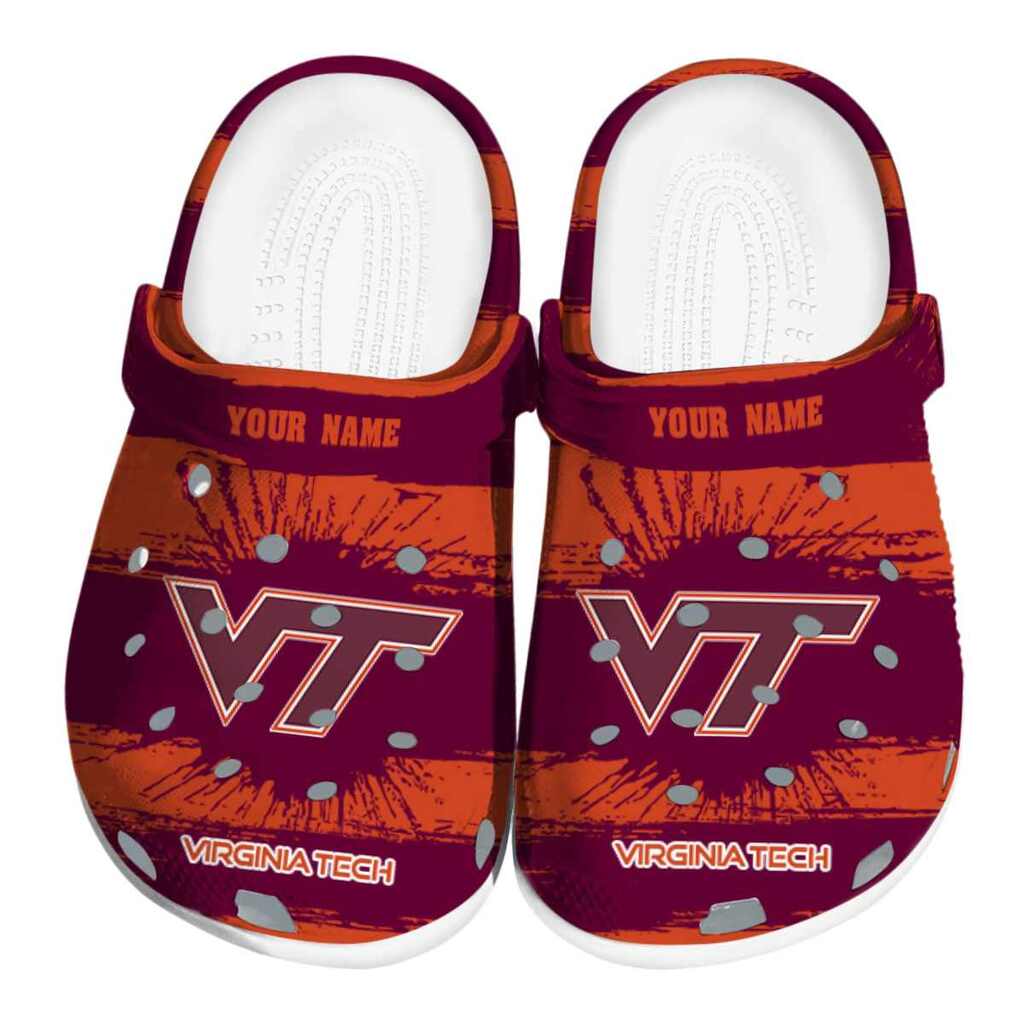 Customized Virginia Tech Hokies Paint Splatter Graphics ClogTVC1801135