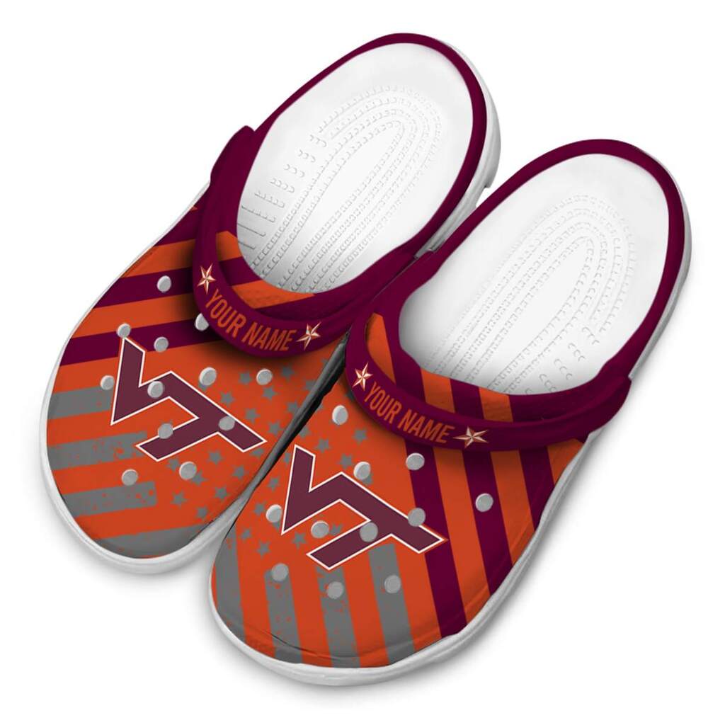 Customized Virginia Tech Hokies Star-Spangled Graphic ClogTVC1801134 - Image 4