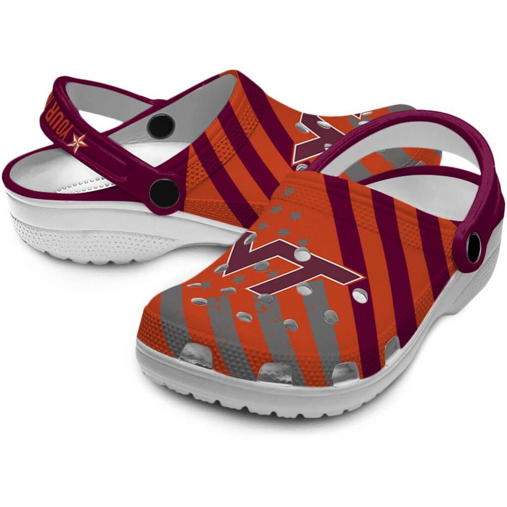 Customized Virginia Tech Hokies Star-Spangled Graphic ClogTVC1801134 - Image 3