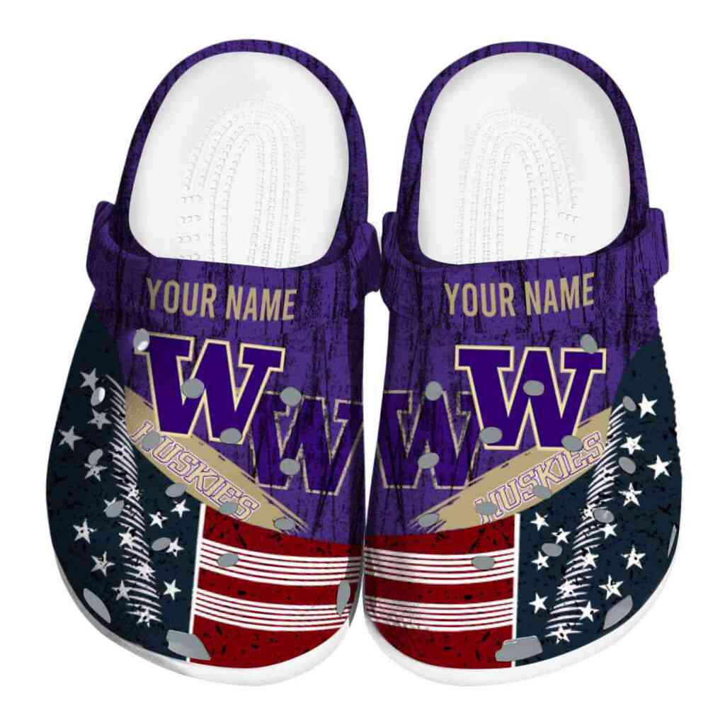 Customized Washington Huskies Star-Spangled Side Pattern ClogTVC1801133