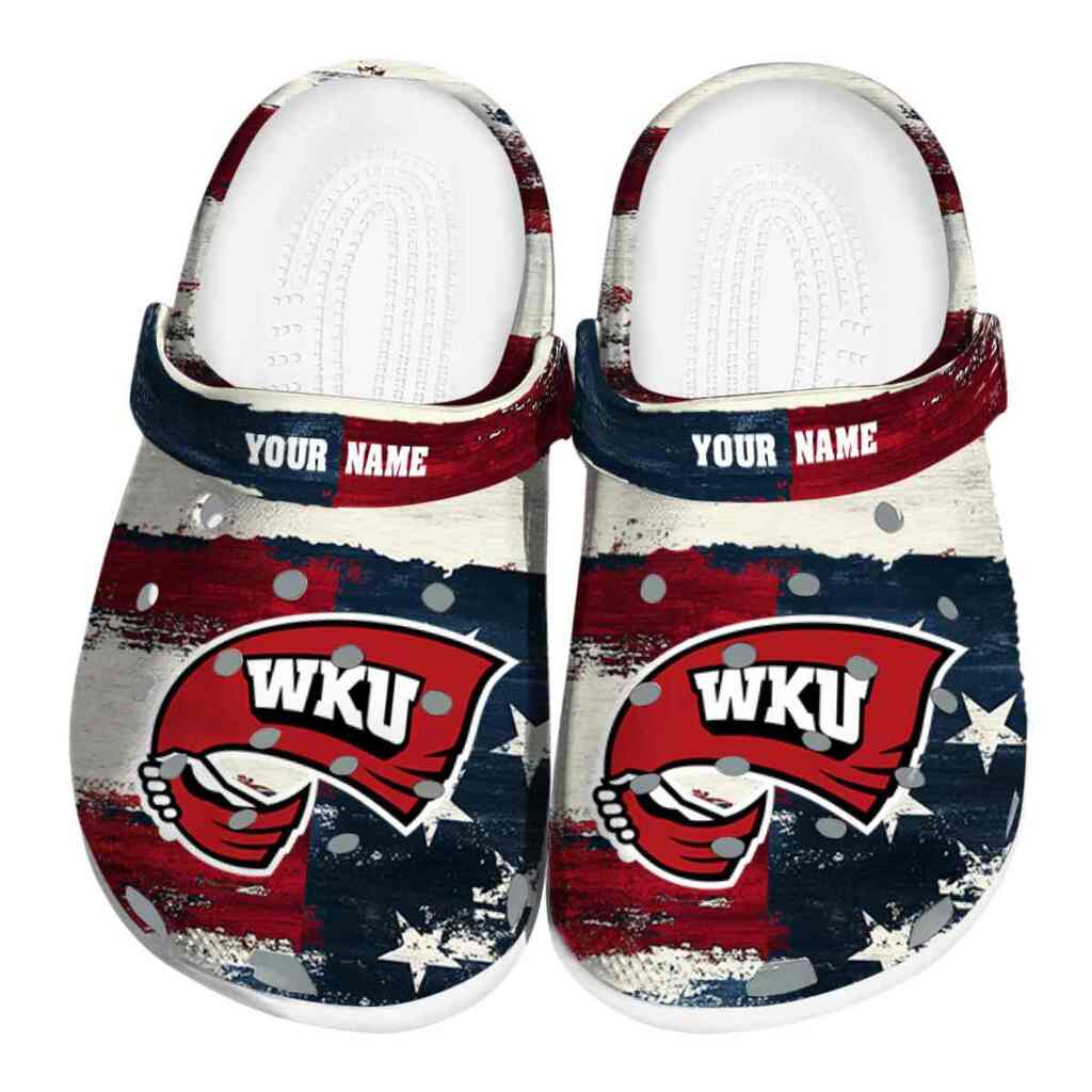 Customized Western Kentucky Hilltoppers Patriotic Stripes ClogTVC1801775
