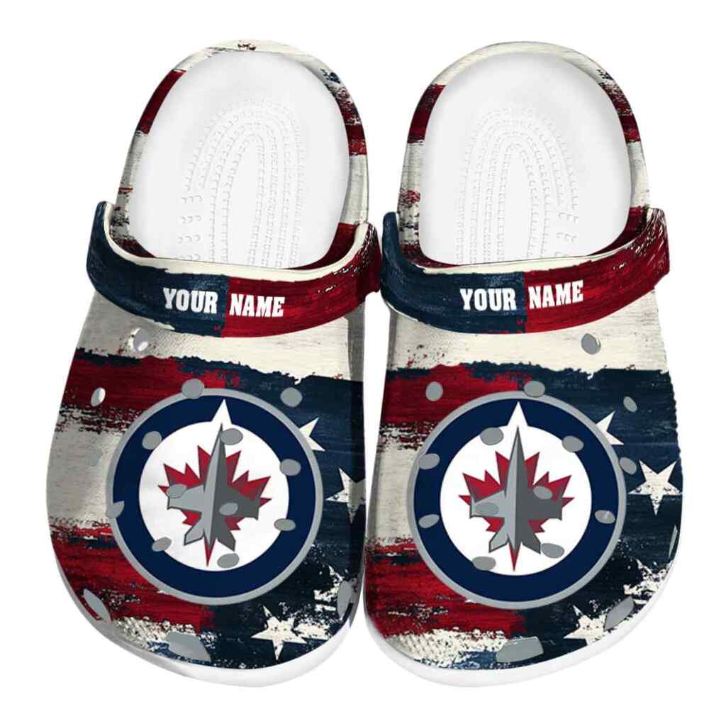 Customized Winnipeg Jets Patriotic Stripes ClogTVC1801896