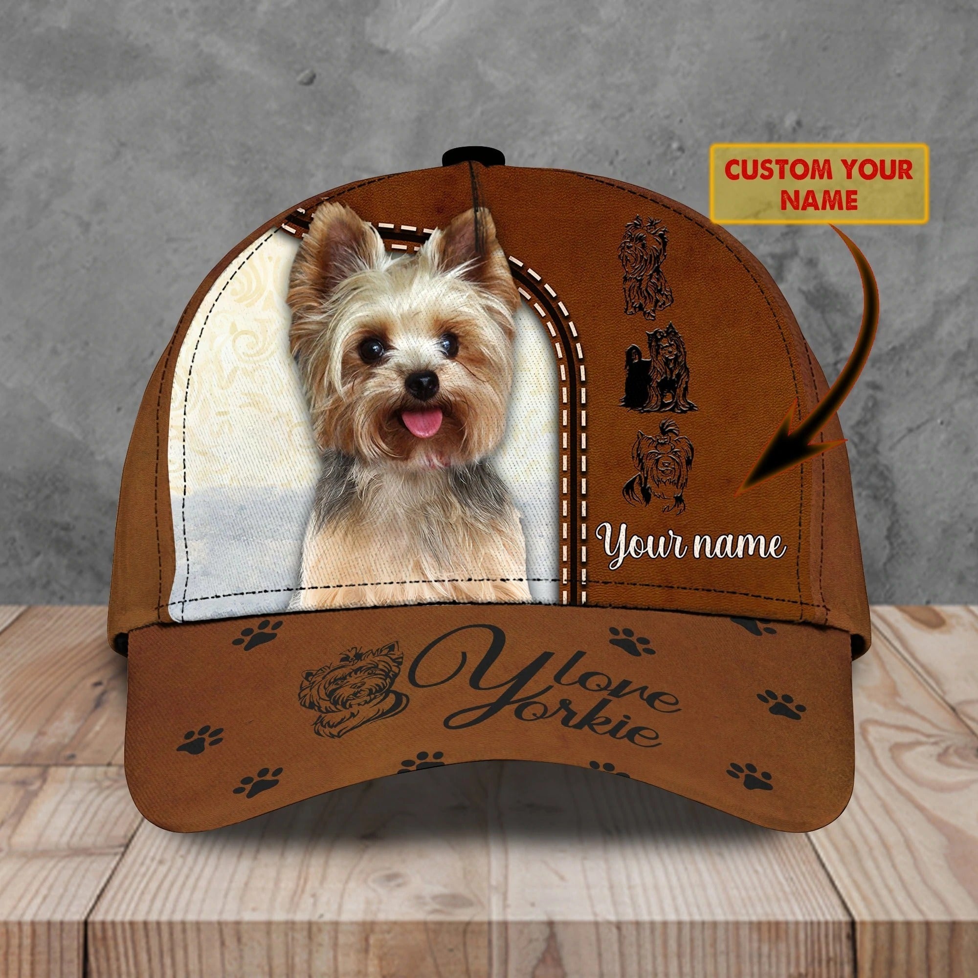 Customized With Name 3D All Over Print Baseball Cap Dog Yorkshire Lovers, Classic Cap Hat For Yorkshire Lover Trucker Hats Custom Hats Gifts For Men & Women