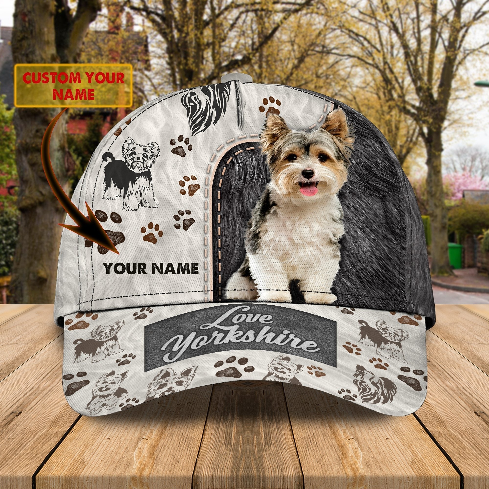 Customized With Name 3D All Over Print Baseball Cap Dog Yorkshire Lovers, Classic Cap Hat For Yorkshire Lover Trucker Hats Custom Hats Gifts For Men & Women