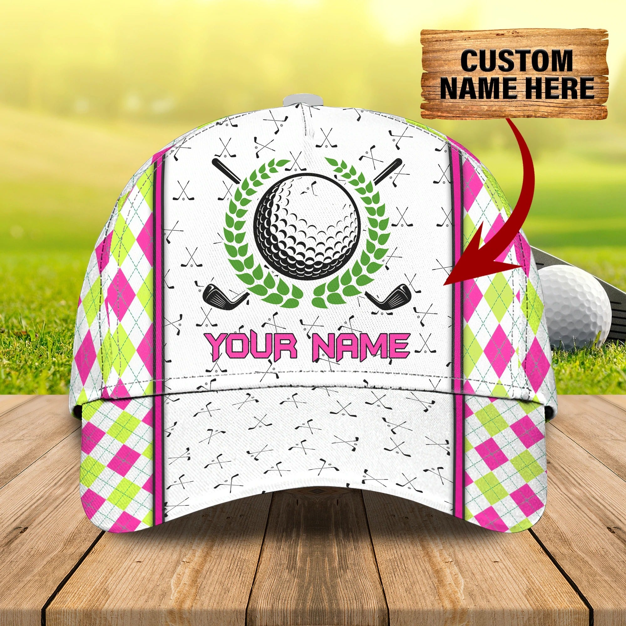 Customized With Name 3D All Over Print Womens Golf Cap, Golf Hat For Girl, Golf Cap Woman Trucker Hats Custom Hats Gifts For Men & Women