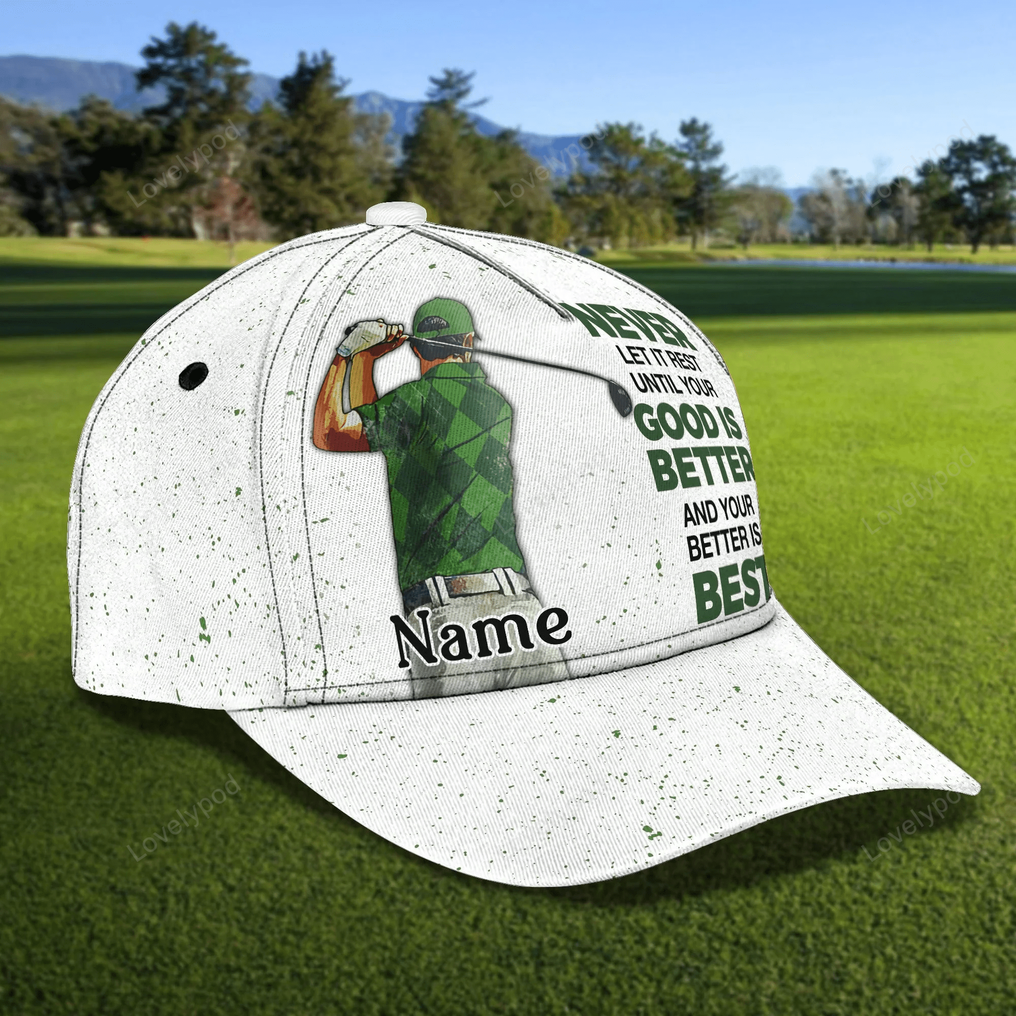 Customized With Name All Over Print 3D Cap For Dad Golf, Man Golfer Hat Caps, Dad Golf Caps Trucker Hats Custom Hats Gifts For Men & Women