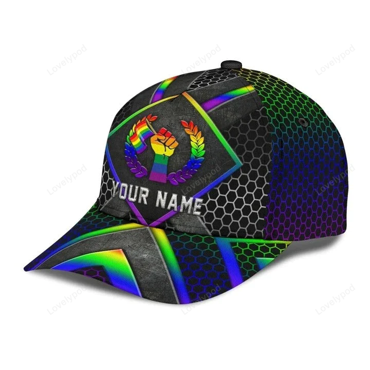 Customized With Name Pride Baseball Cap, Stop Hating LGBT Printing 3D Baseball Cap Hat, Lesbian Gifts Trucker Hats Custom Hats Gifts For Men & Women