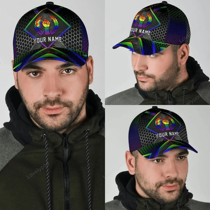 Customized With Name Pride Baseball Cap, Stop Hating LGBT Printing 3D Baseball Cap Hat, Lesbian Gifts Trucker Hats Custom Hats Gifts For Men & Women