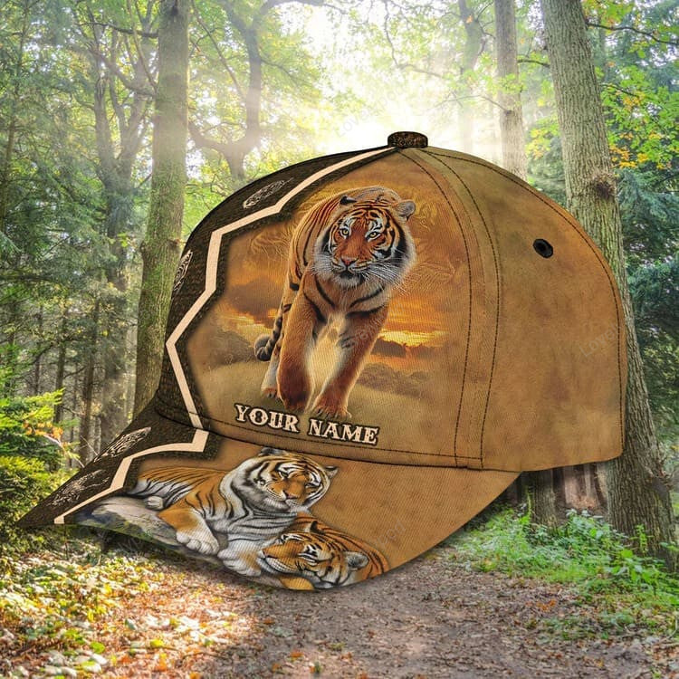 Customized Yellow Tiger King 3D Baseball Cap for Him, Tiger Hat for Tiger Lovers Trucker Hats Custom Hats Gifts For Men & Women