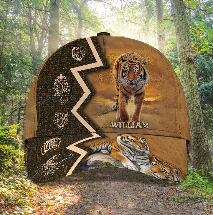 Customized Yellow Tiger King 3D Baseball Cap for Him, Tiger Hat for Tiger Lovers Trucker Hats Custom Hats Gifts For Men & Women