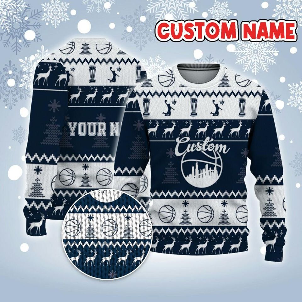 Customized Your Team Basketball Ugly Christmas Sweater