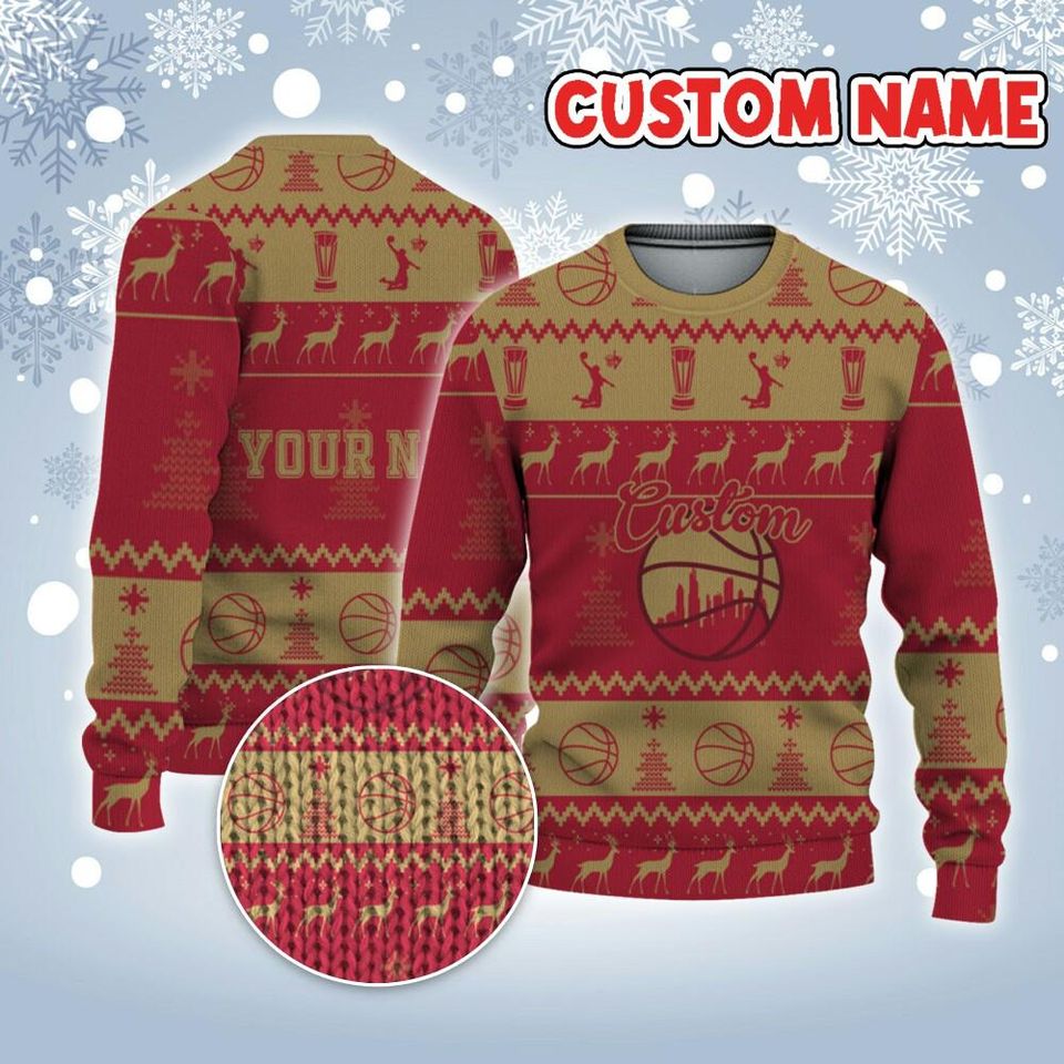 Customized Your Team Basketball Ugly Christmas Sweater