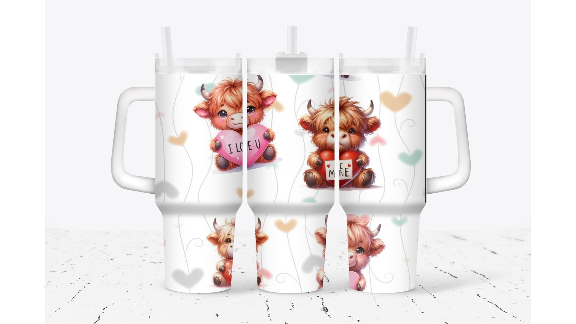 Cute Baby Cow Valentines Gift Custom Stanley Cup 40 oz 30 oz Tumbler With HandleTVC2301930