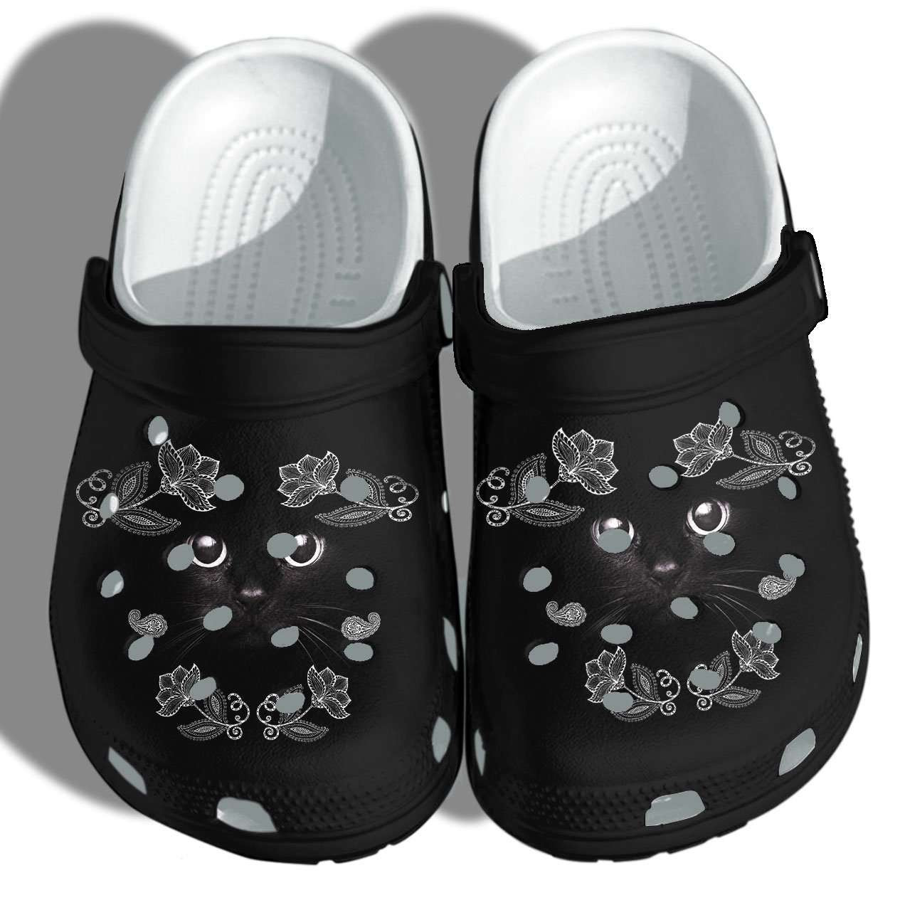 Cute Black Cat Face Crocband Clog Shoes