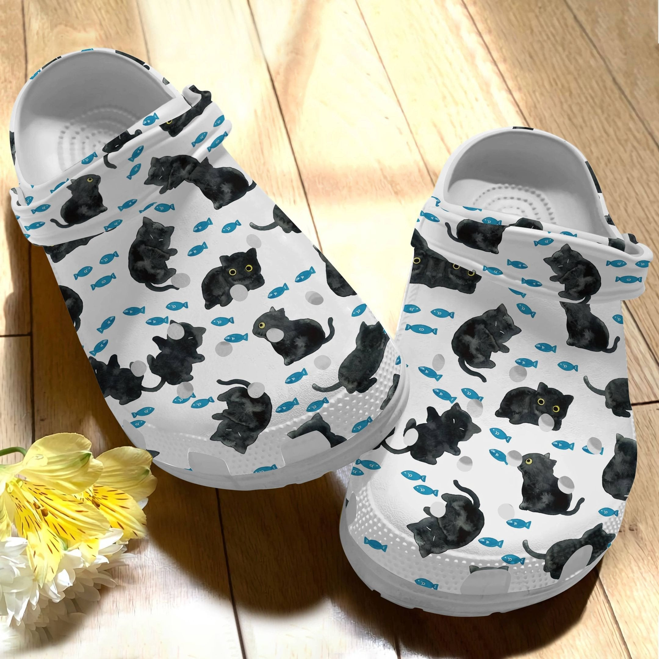 Cute Black Cats Water Color Shoes - Cute Animal Crocbland Clog Birthday Gift