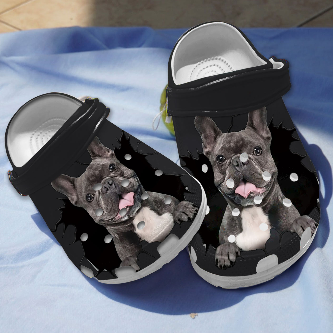 Cute Black French Bull Dog Crocs Crocband Clogs Shoes Comfortable For Men Women and Kids