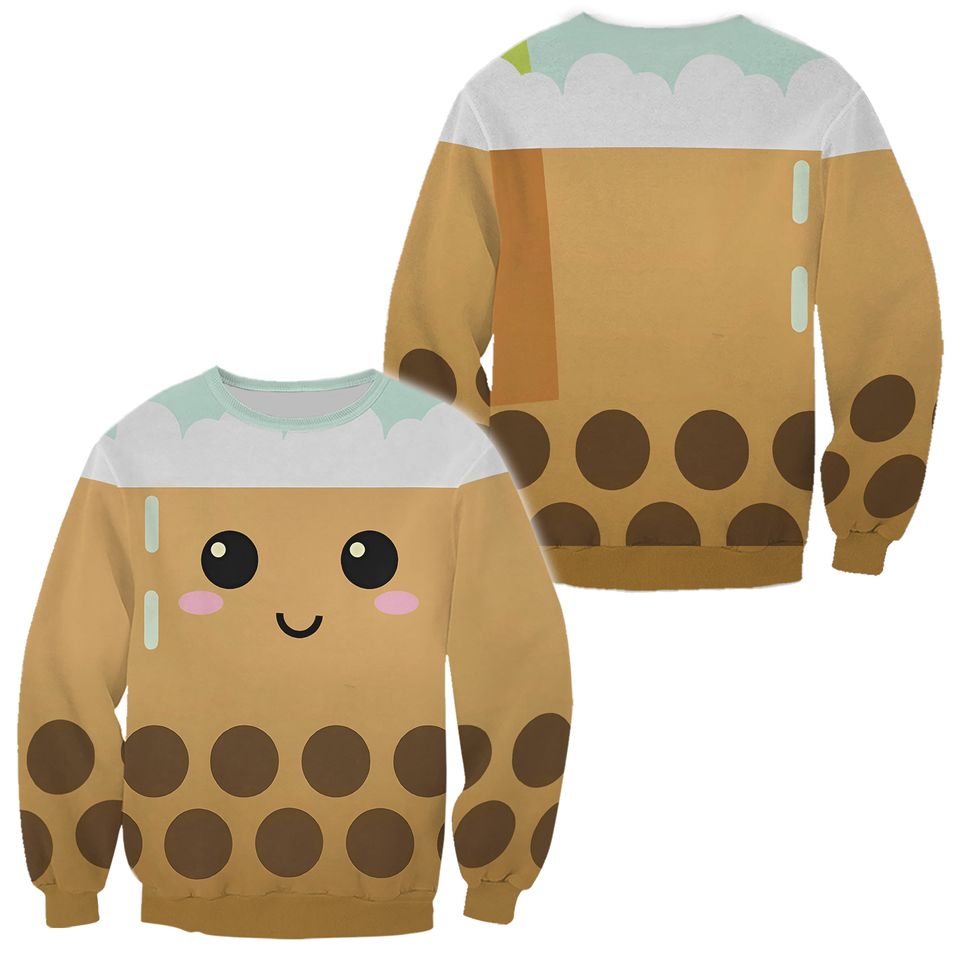 Cute Boba cup costume Sweatshirt, Kawaii boba, cozy sweatshirt, birthday gift or Holiday Gift for her