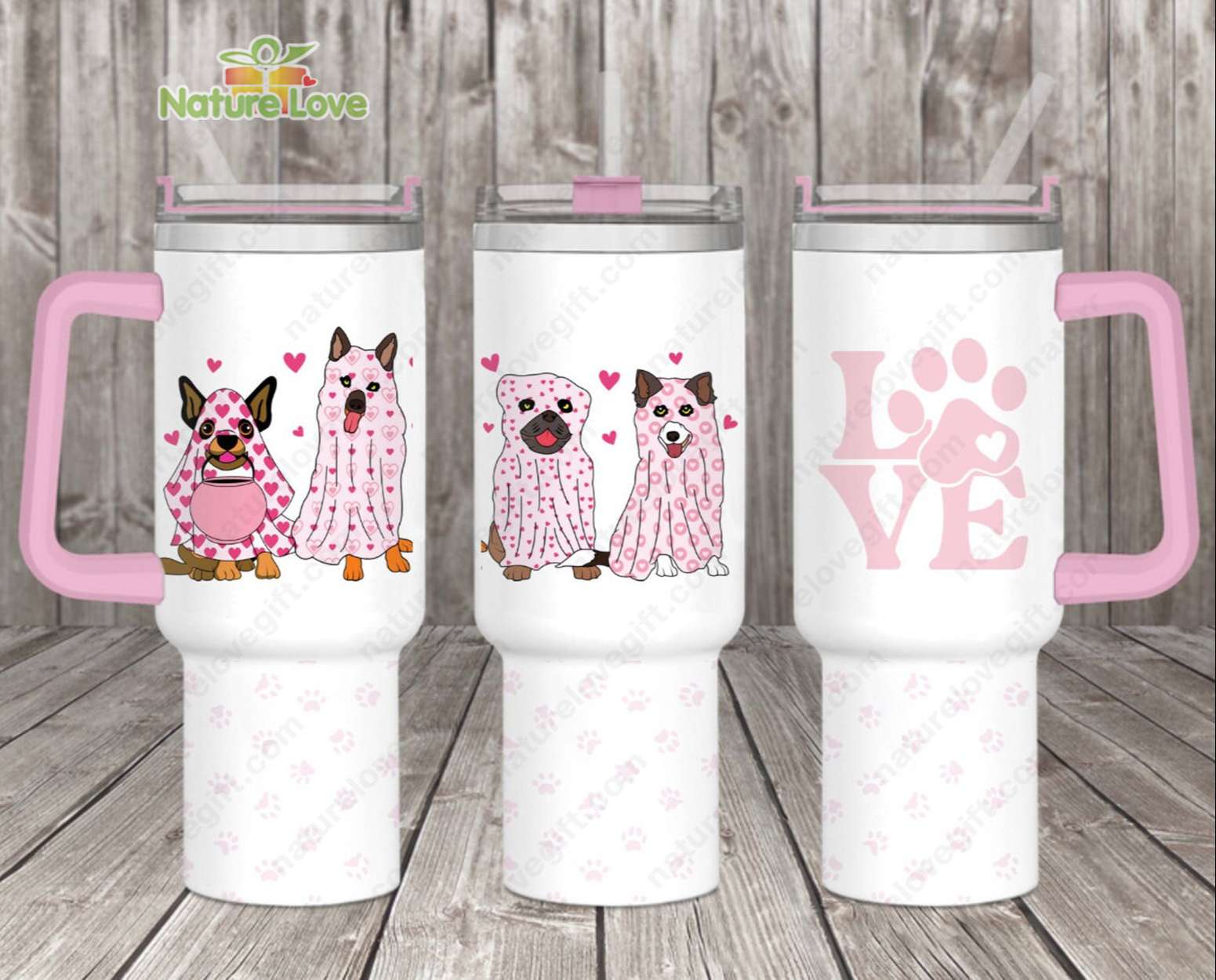 Cute Boujee Dog Valentine with Love Custom Stanley Cup 40 oz 30 oz Tumbler With HandleTVC2301904