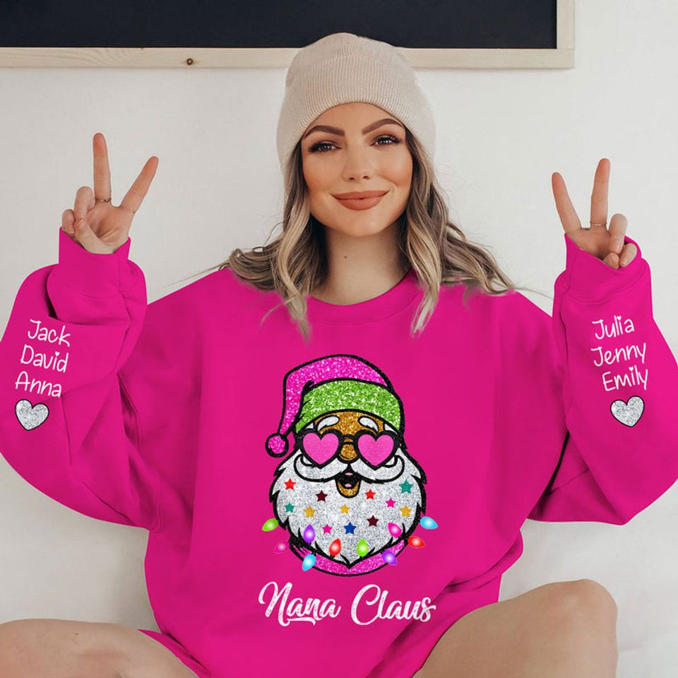 Cute Christmas Santa With Sunglasses Nana Mom Claus Personalized 3D Sweatshirt - Image 2