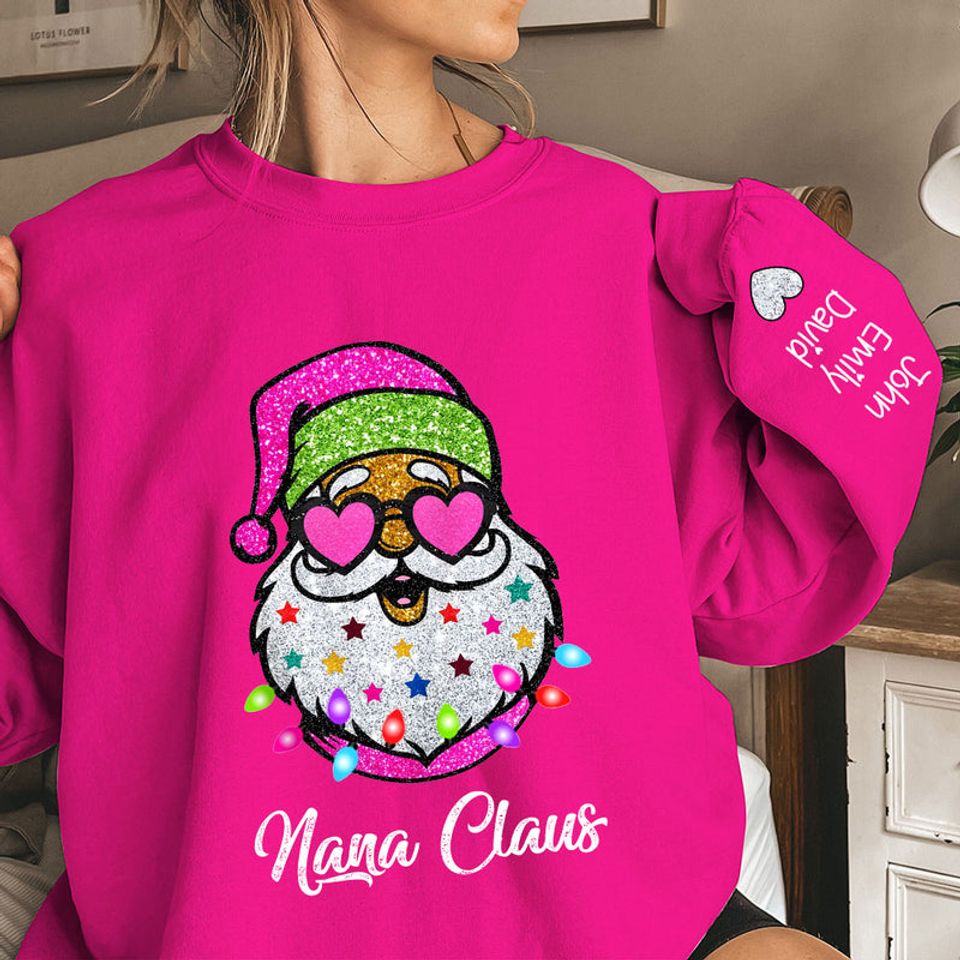Cute Christmas Santa With Sunglasses Nana Mom Claus Personalized 3D Sweatshirt