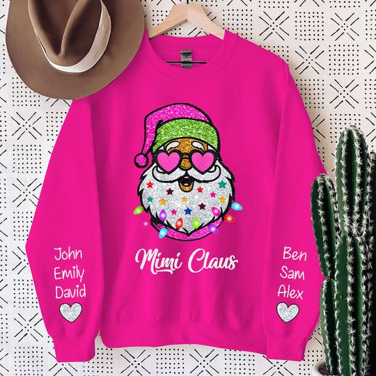 Cute Christmas Santa With Sunglasses Nana Mom Claus Personalized 3D Sweatshirt - Image 6