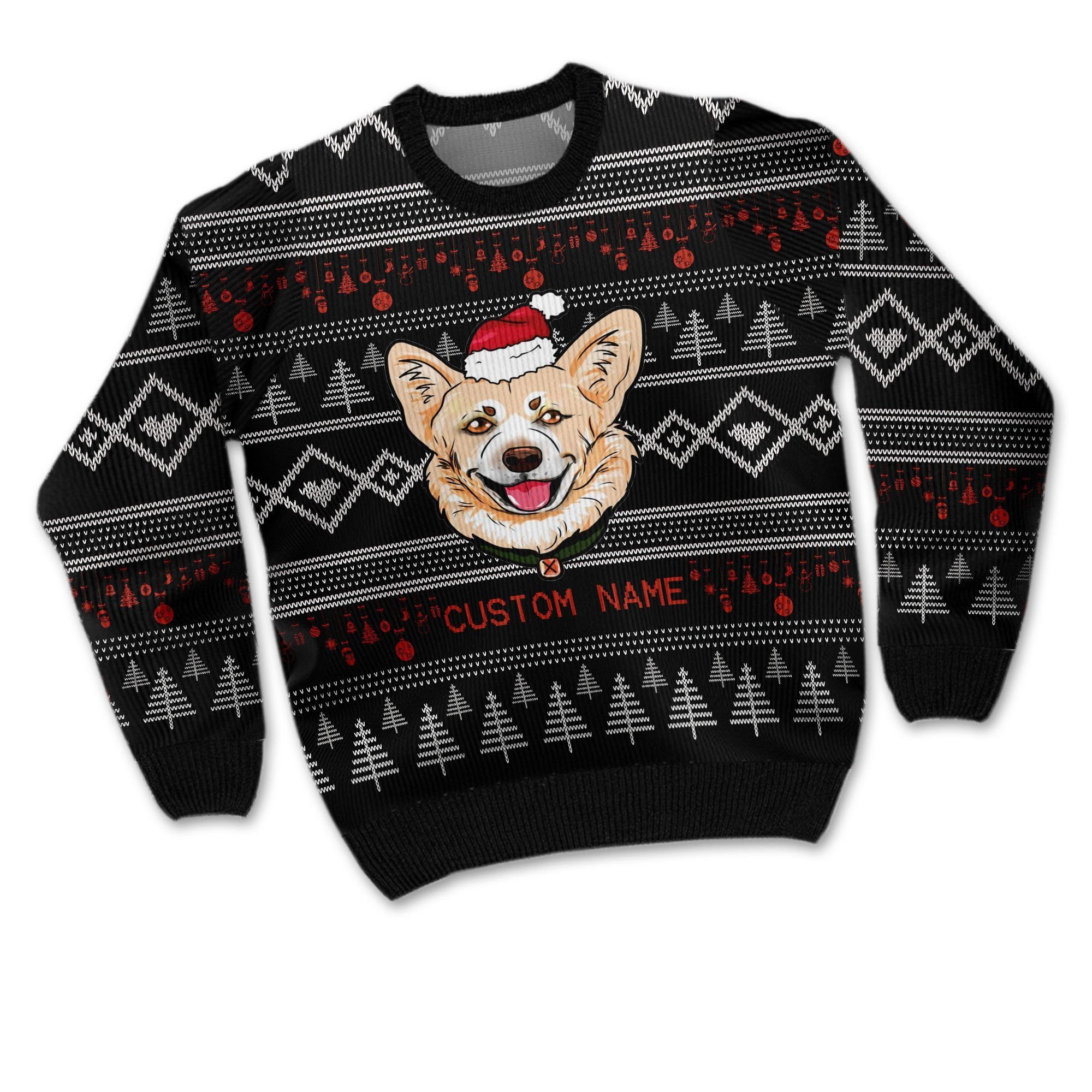 Cute Corgi 3D Custom Name Shirt For Dog Lovers Ugly Christmas Sweater Adult 3D Funny Matching for family - Image 2