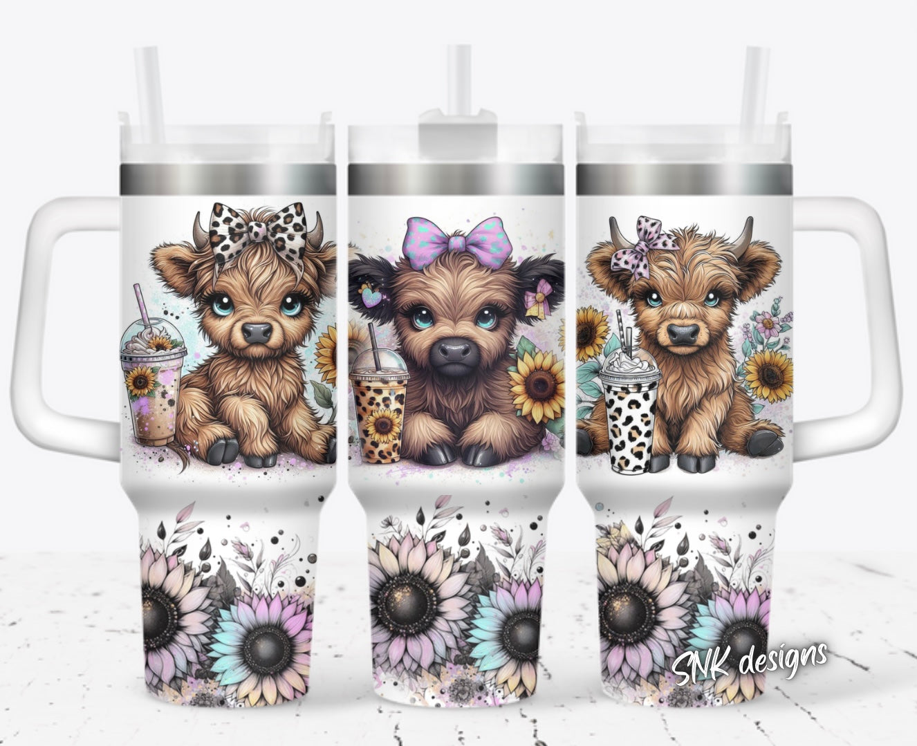 Cute Cow Flower Custom Stanley Cup 40 oz 30 oz Tumbler With HandleTVC2301706