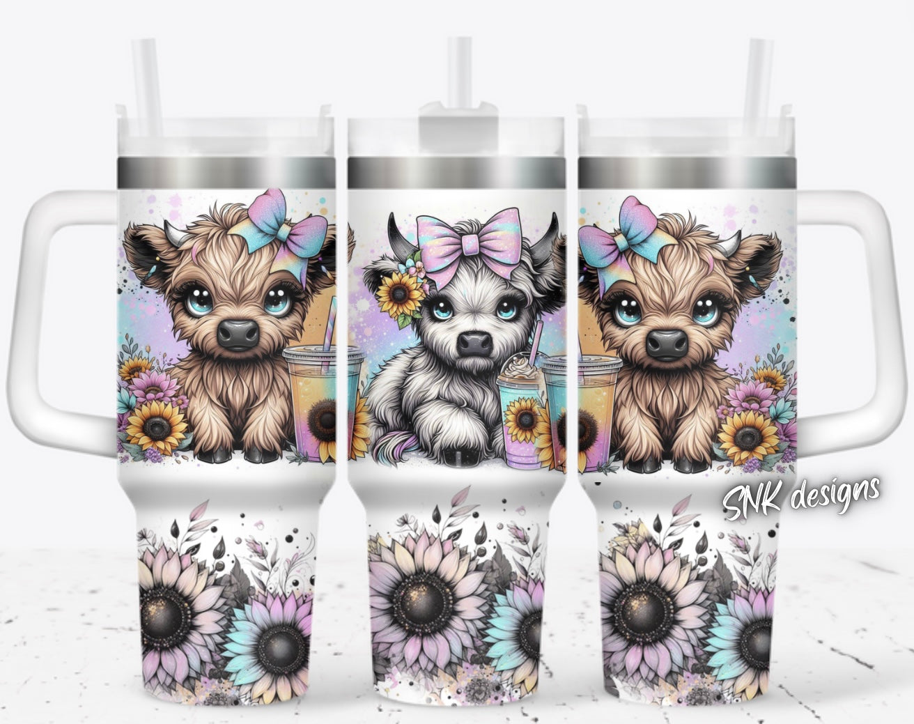 Cute Cow Flower Custom Stanley Cup 40 oz 30 oz Tumbler With HandleTVC2301706