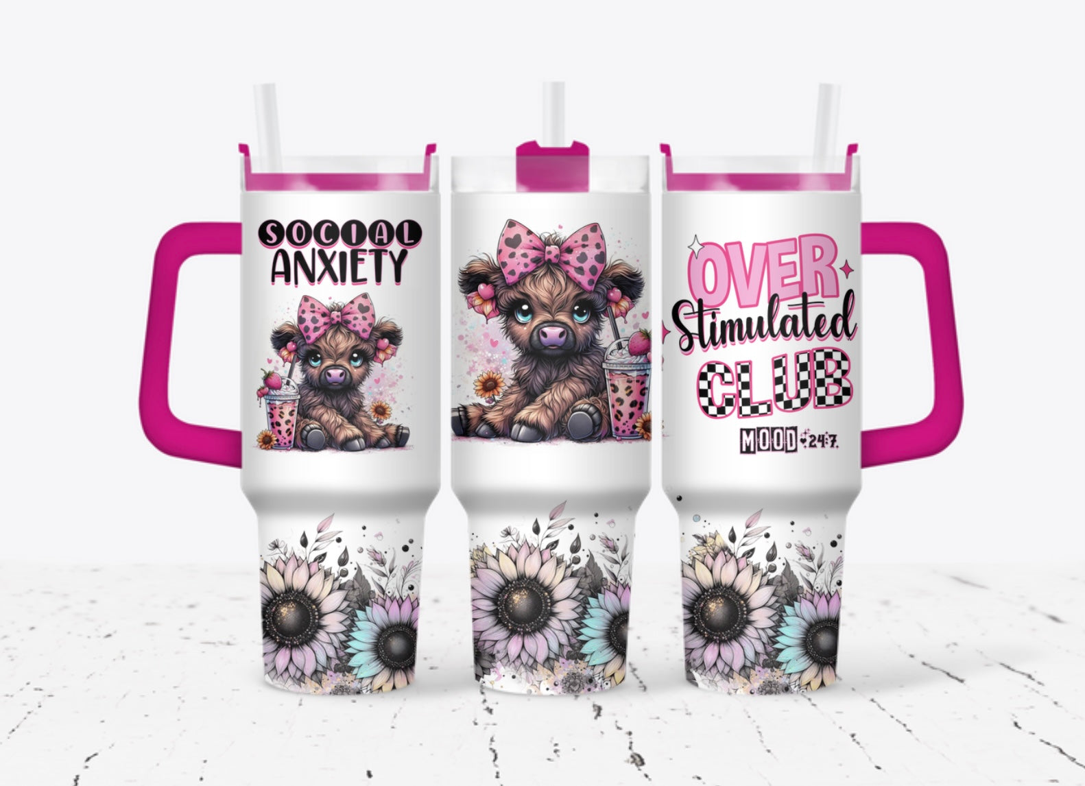 Cute Cow Flower Custom Stanley Cup 40 oz 30 oz Tumbler With HandleTVC2301707