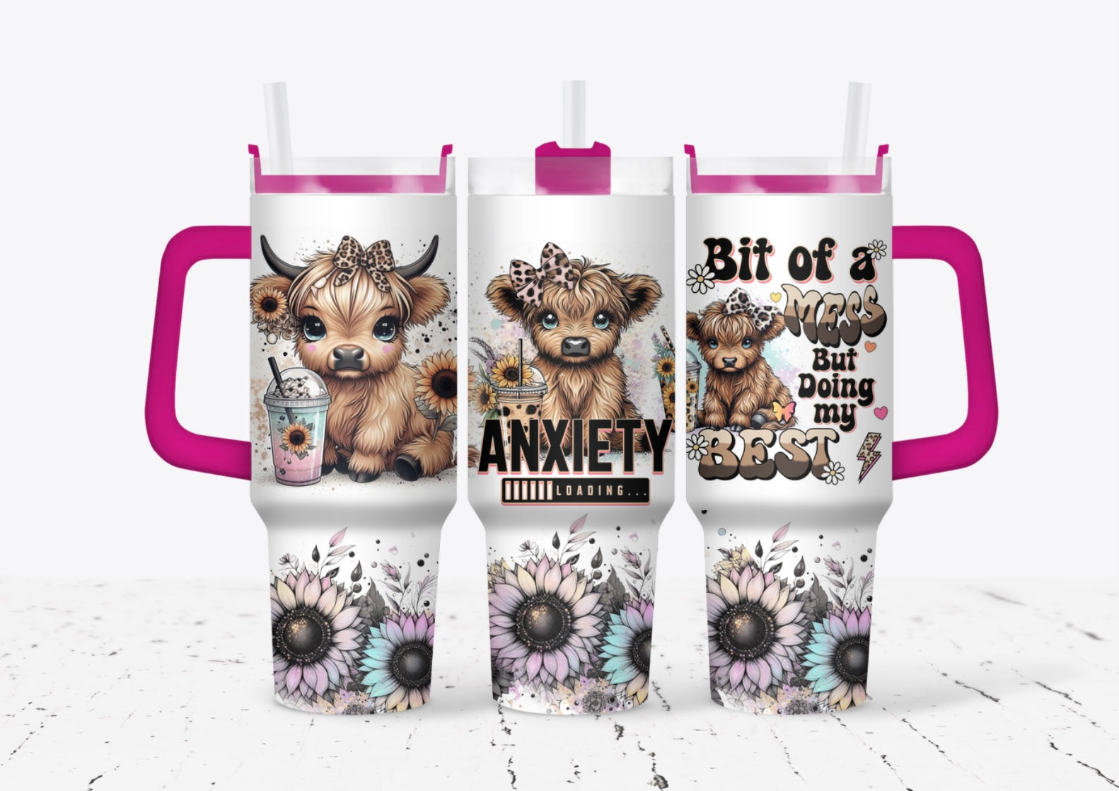 Cute Cow Flower Custom Stanley Cup 40 oz 30 oz Tumbler With HandleTVC2301707