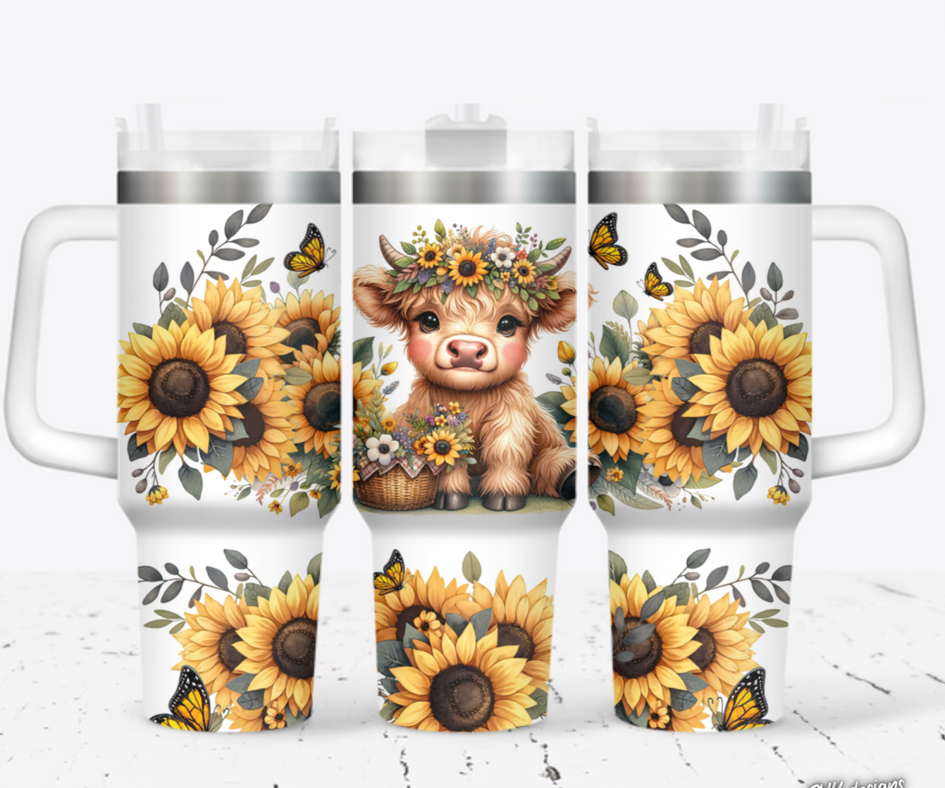 Cute Cow Sunflowers Custom Stanley Cup 40 oz 30 oz Tumbler With HandleTVC2301707