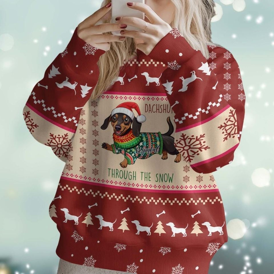 Cute Dachshund Dog Ugly Christmas Sweater - Image 4