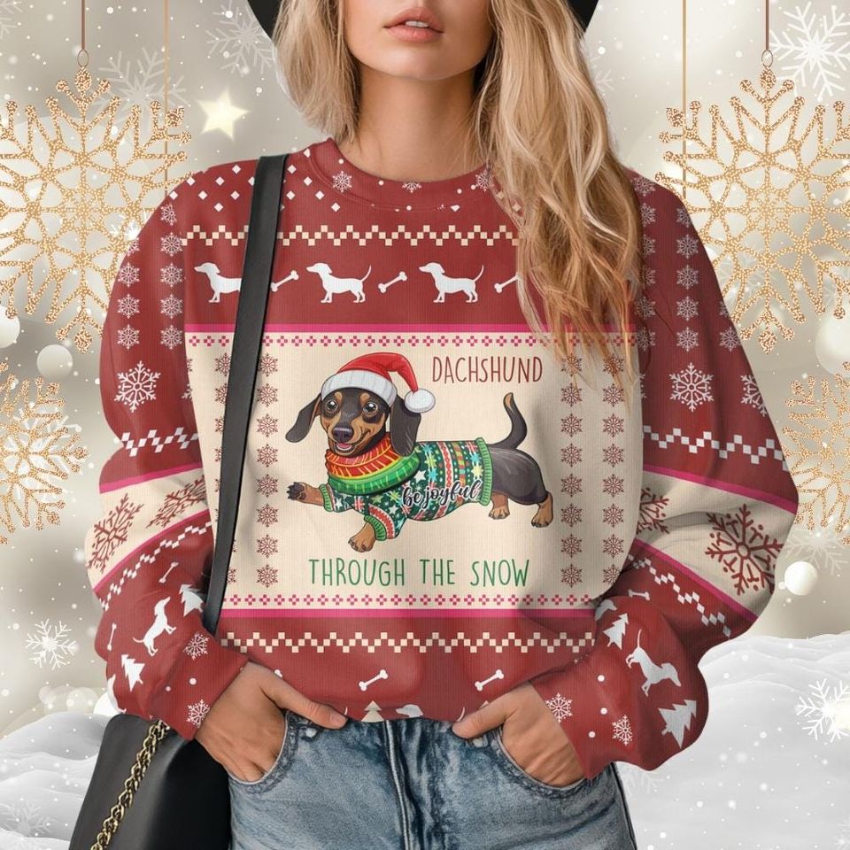Cute Dachshund Dog Ugly Christmas Sweater - Image 3