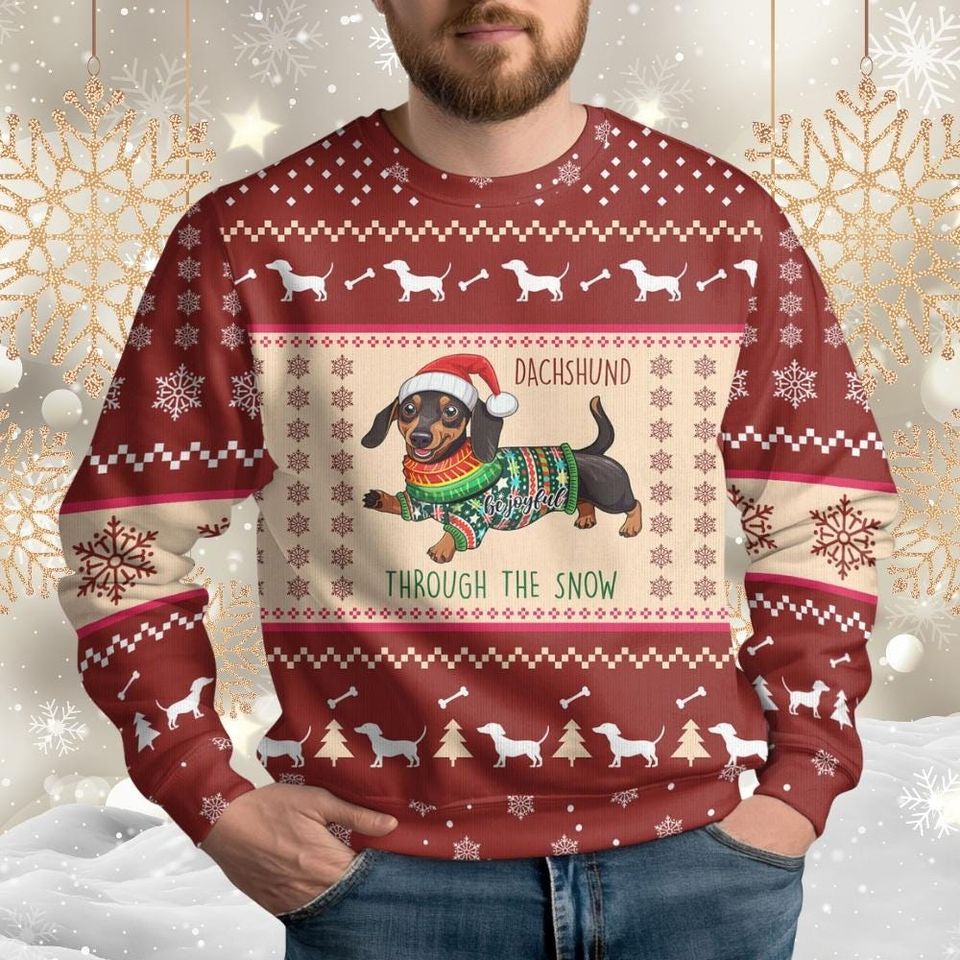 Cute Dachshund Dog Ugly Christmas Sweater - Image 2