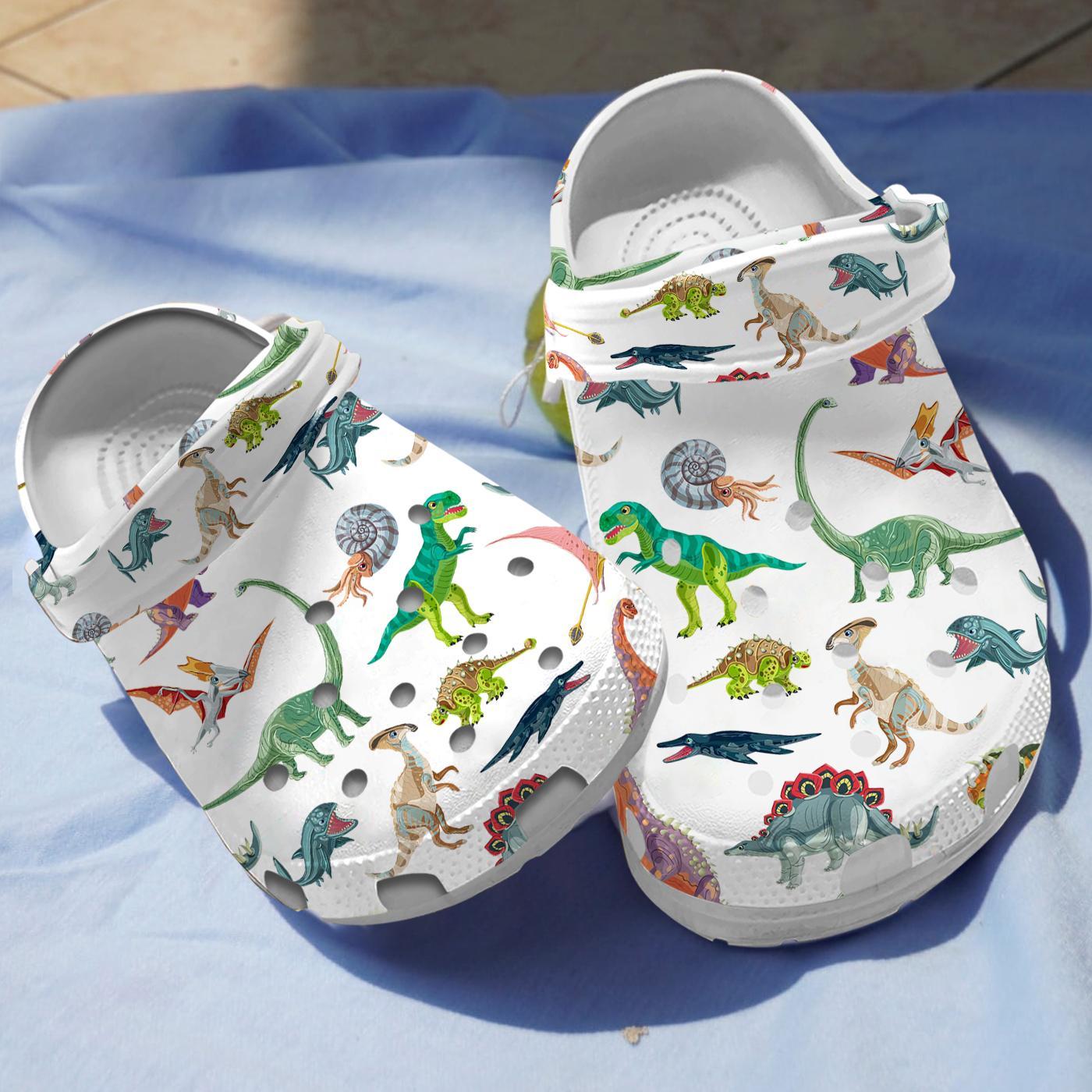 Cute Dinosaurs Collection Crocs Crocband Clogs Shoes Comfortable For Men Women and Kids