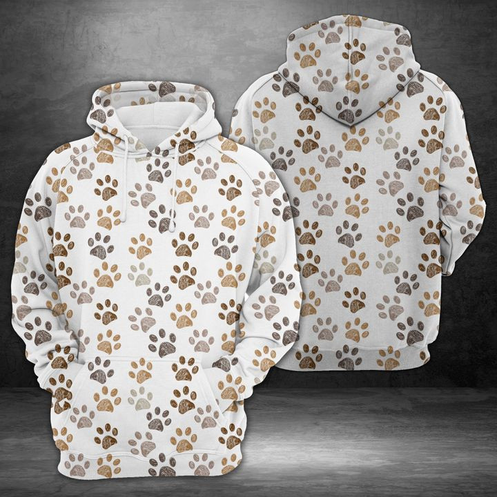Cute Dog Paws 3D All Over Print Hoodie, Zip Hoodie