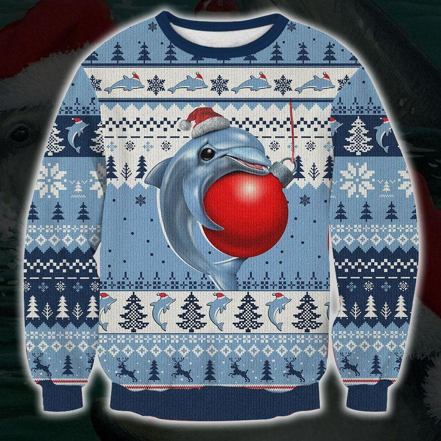 Cute Dolphin Ugly Christmas Sweater Adult 3D Funny Matching for family
