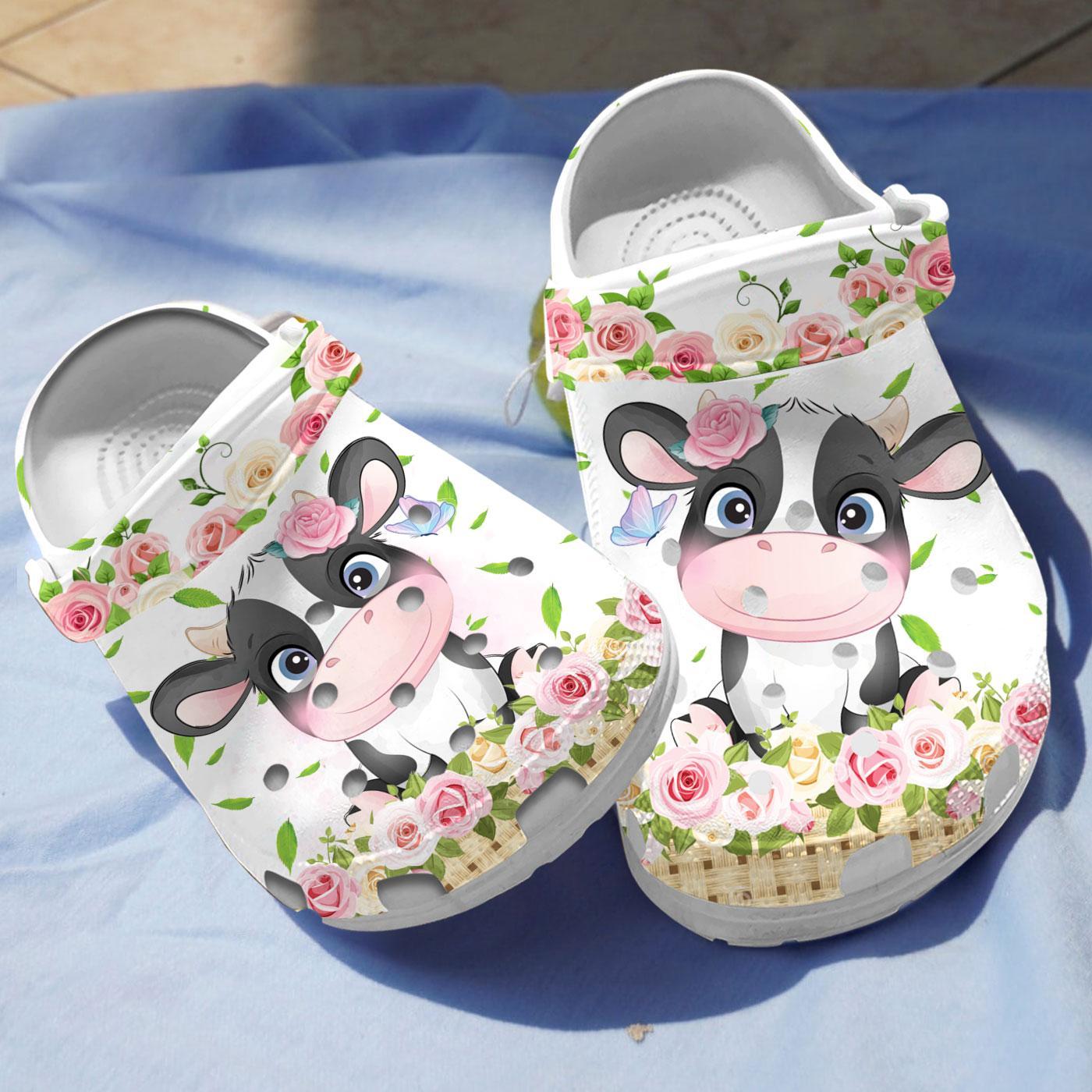 Cute doodle Cow Crocs Crocband Clogs Shoes Comfortable For Men Women and Kids
