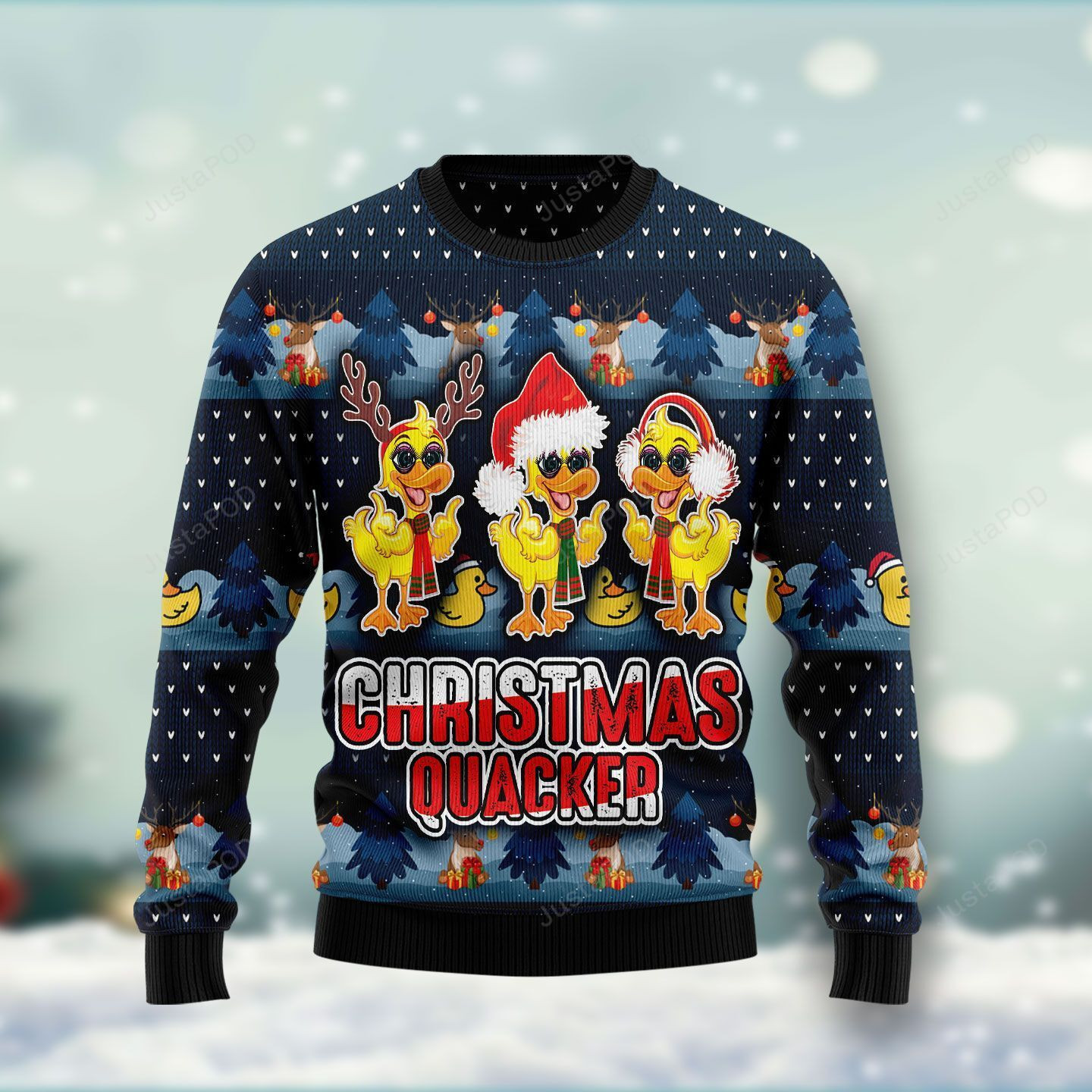 Cute Duck Quacker Ugly Christmas Sweater Adult 3D Funny Matching for family