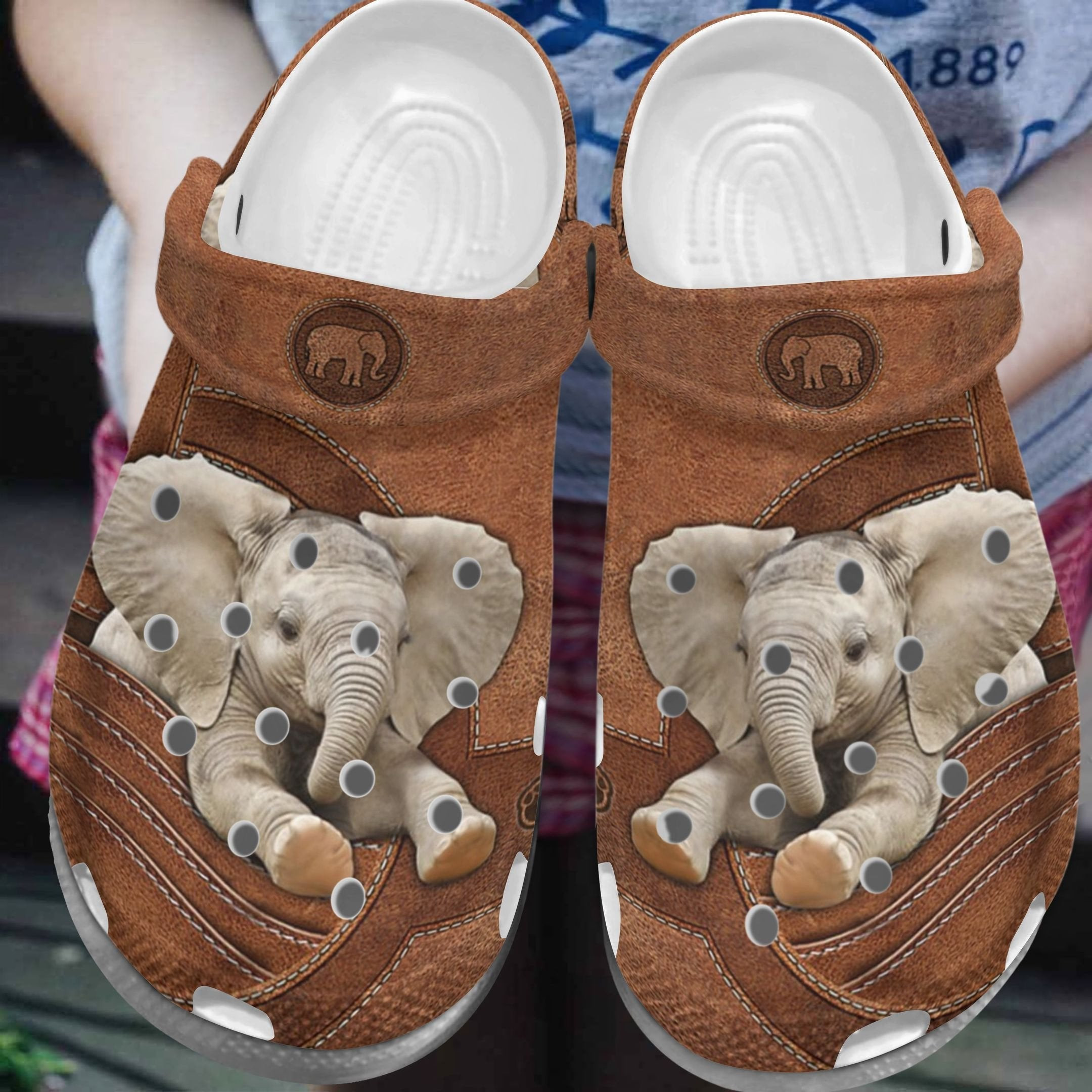 Cute Elephant In Pocket Shoes Clog - Mini Elephant Crocbland Gift For Men Women