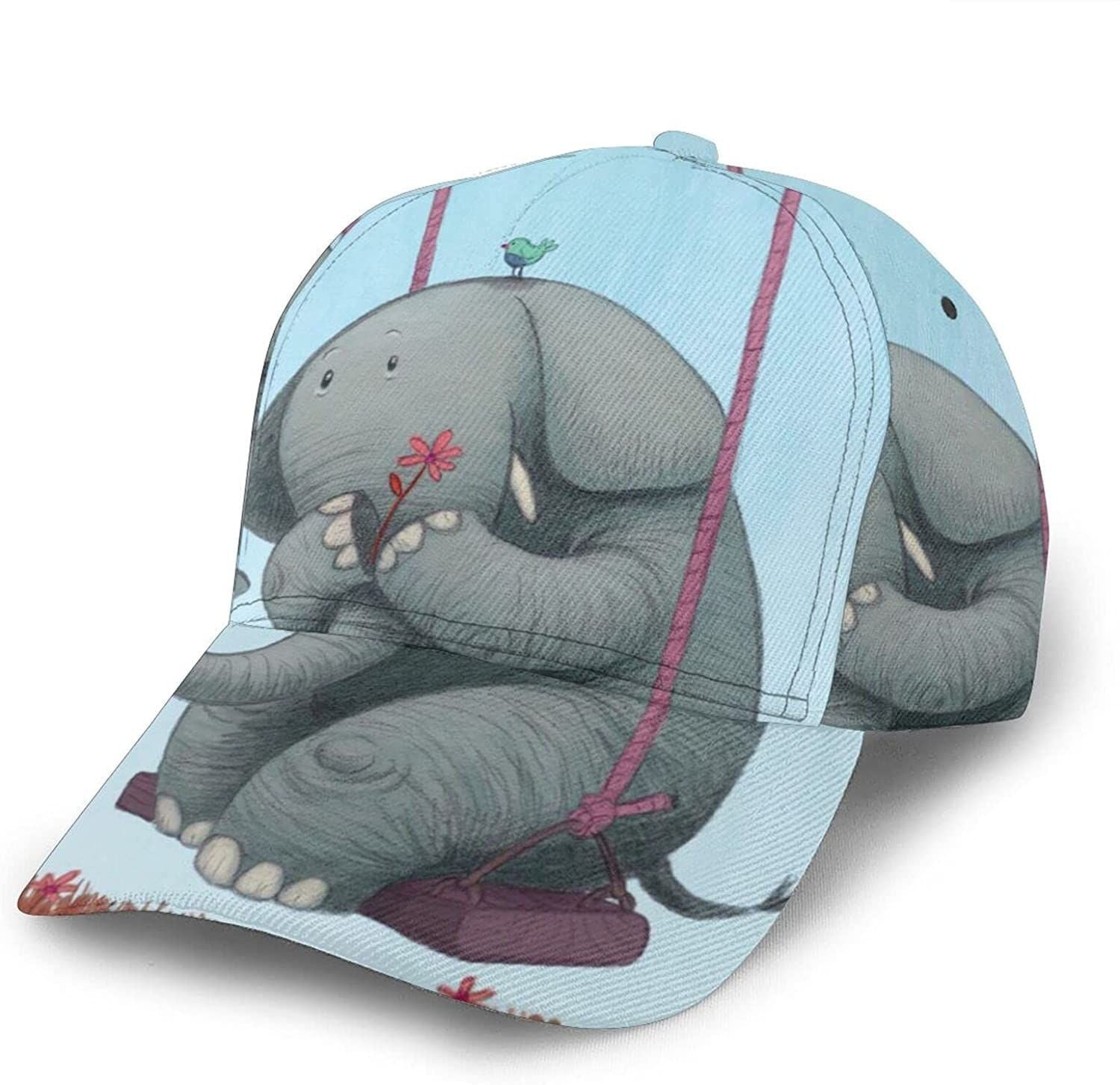 Cute Elephant Print Casual Baseball 3D Cap Adjustable Twill Sports Dad Hats For Unisex Trucker Hats Custom Hats Gifts For Men & Women