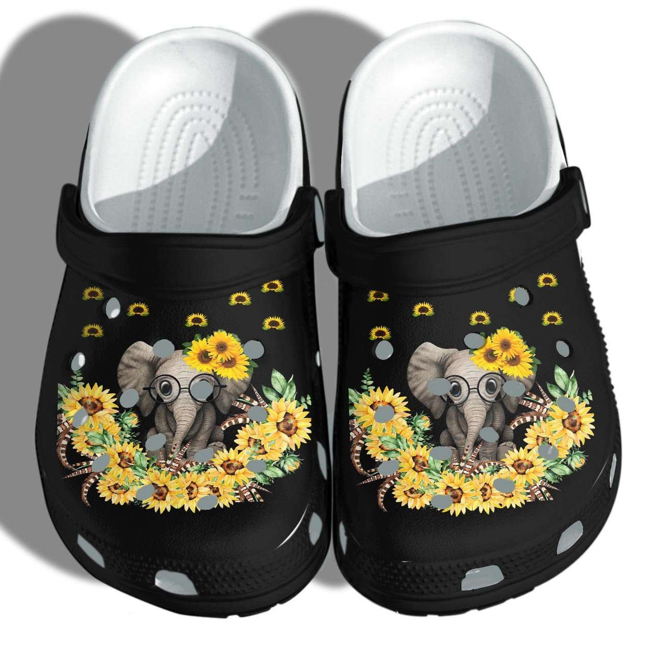 Cute Elephant Sunflower Crocband Clog Shoes